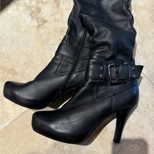 Popushier black leather boots
